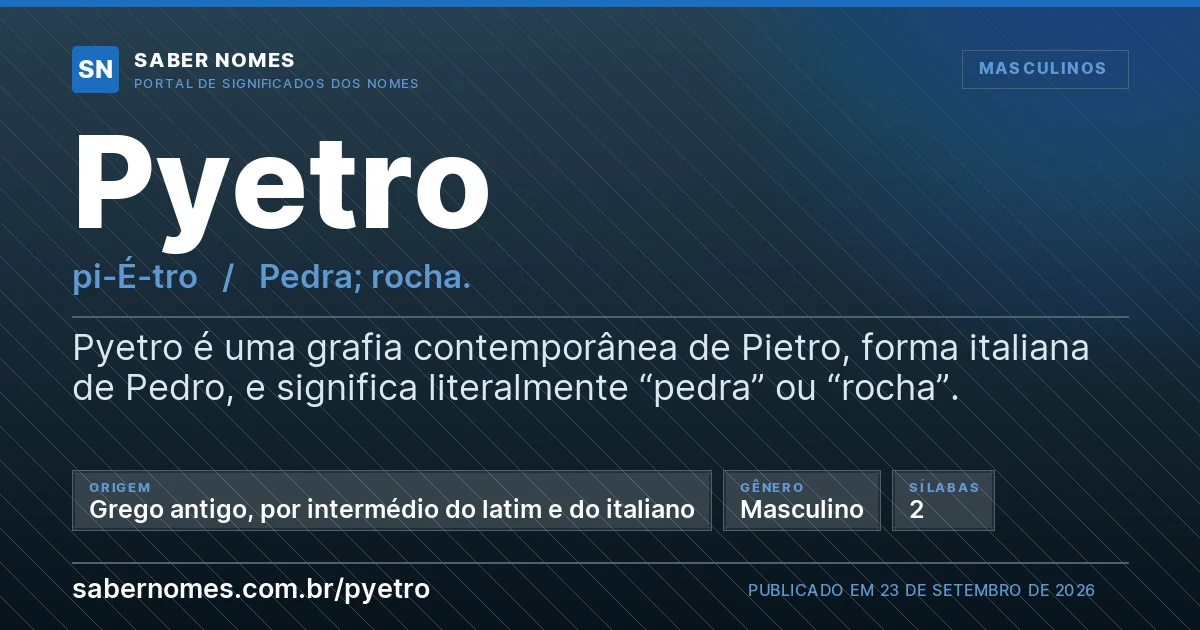 Imagem com o significado do nome Pyetro