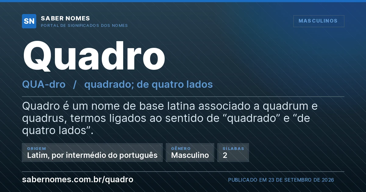 Imagem com o significado do nome Quadro