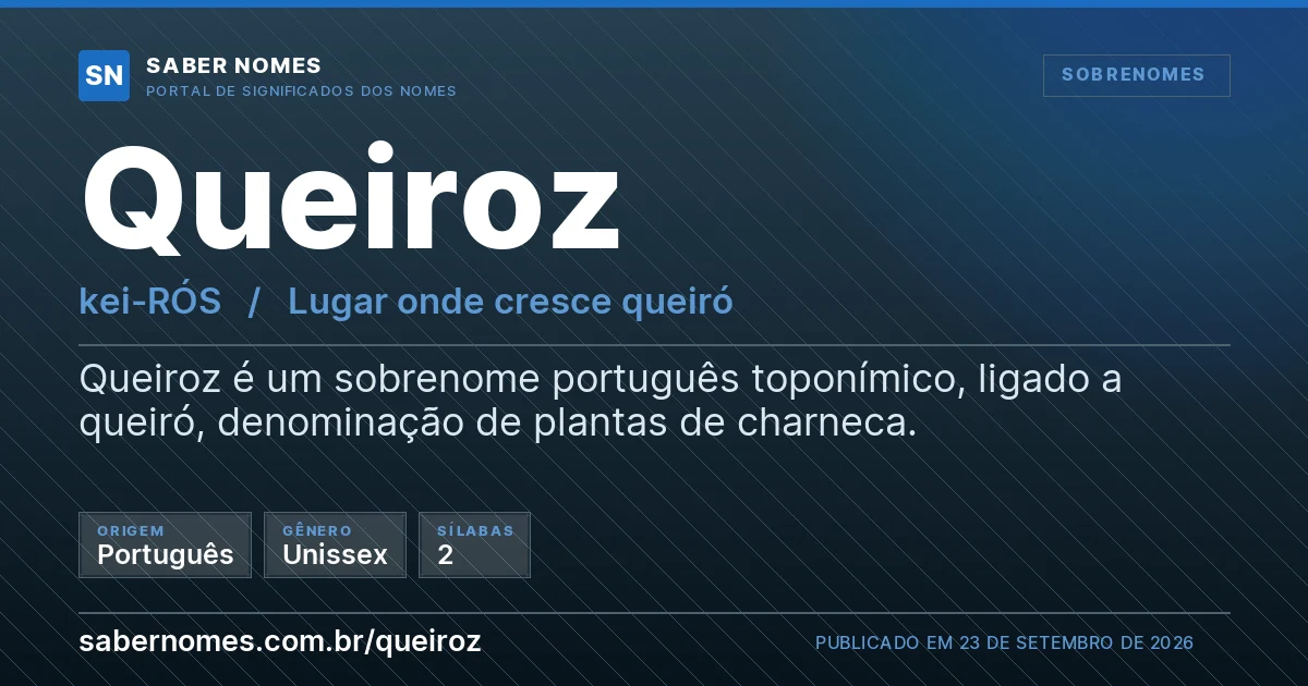 Imagem com o significado do nome Queiroz