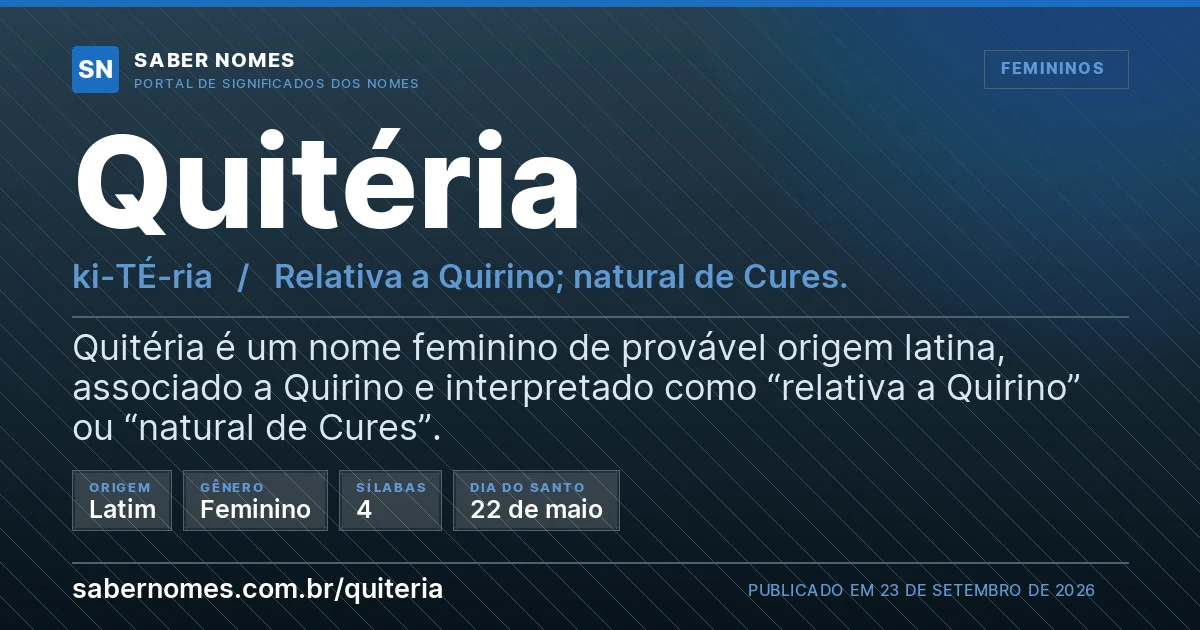 Imagem com o significado do nome Quitéria