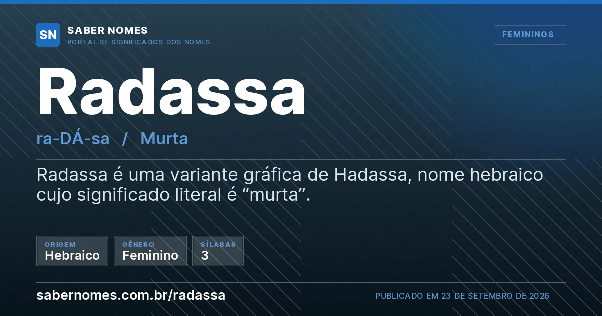 Imagem com o significado do nome Radassa