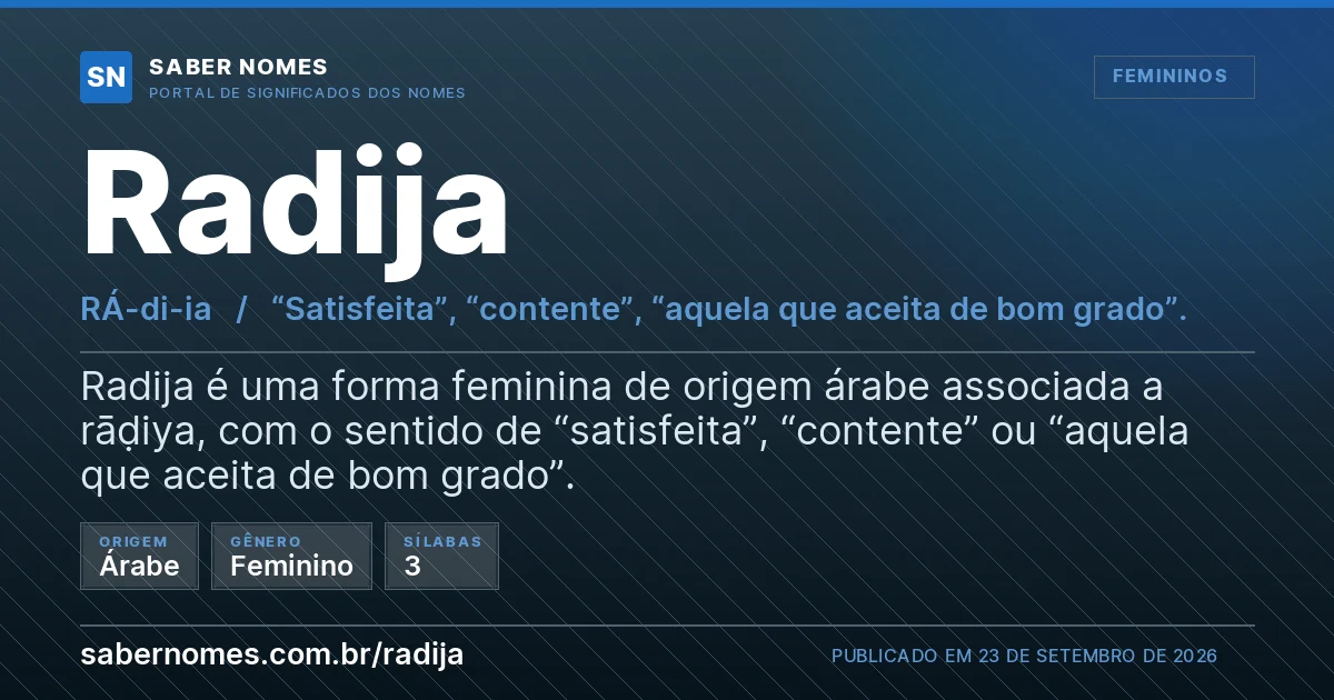 Imagem com o significado do nome Radija