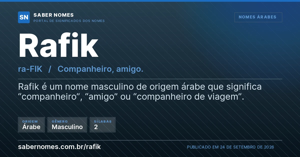 Imagem com o significado do nome Rafik