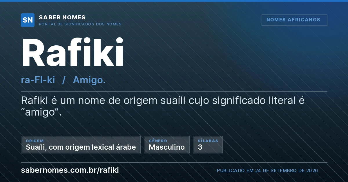Imagem com o significado do nome Rafiki
