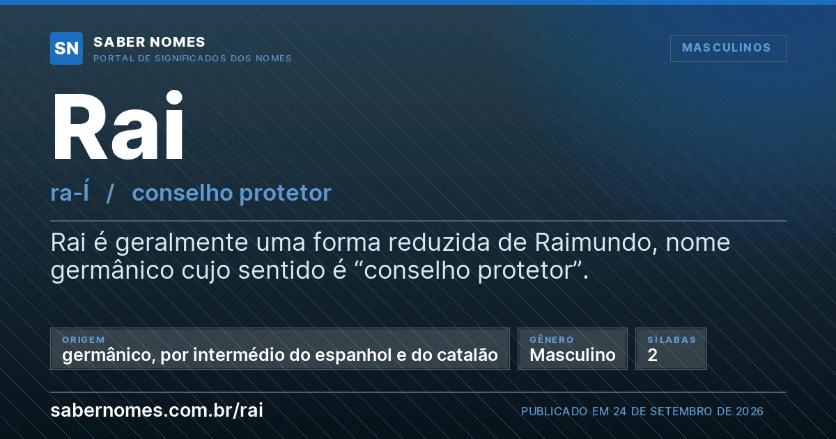 Imagem com o significado do nome Rai