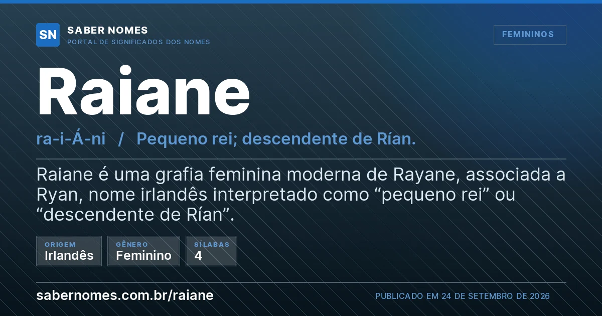Imagem com o significado do nome Raiane
