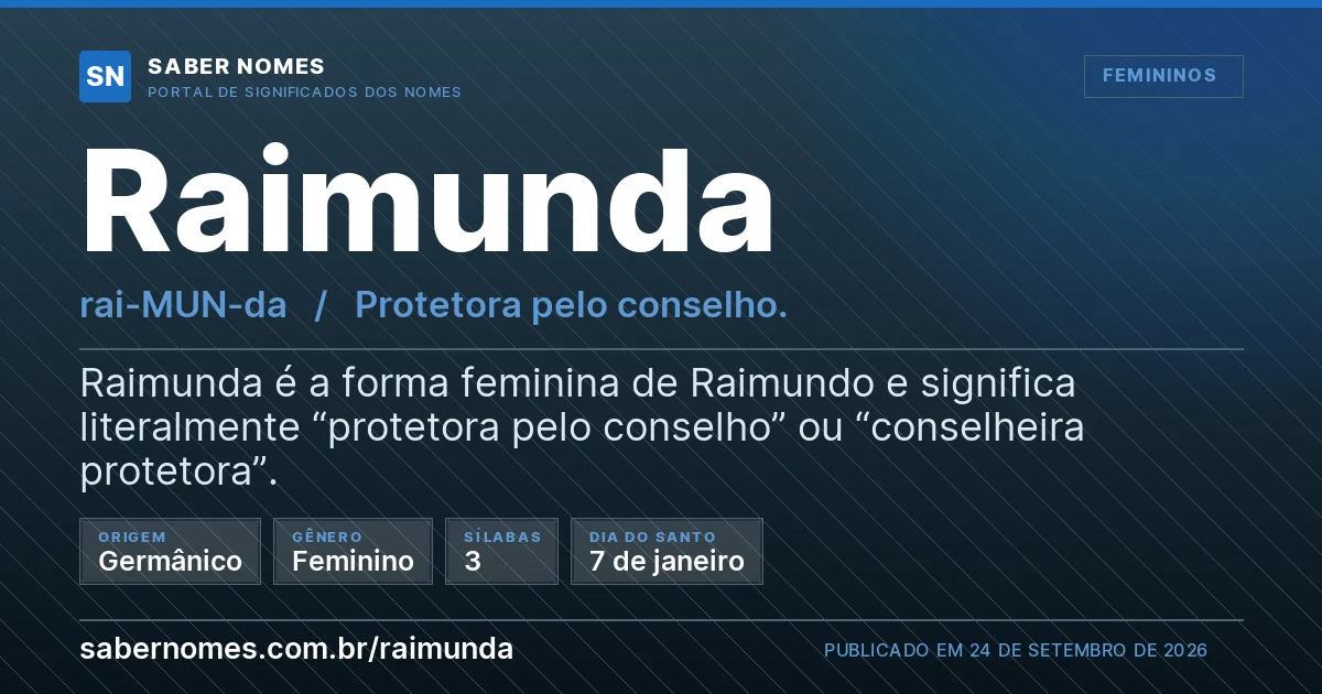 Imagem com o significado do nome Raimunda