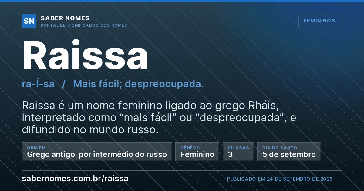 Imagem com o significado do nome Raissa