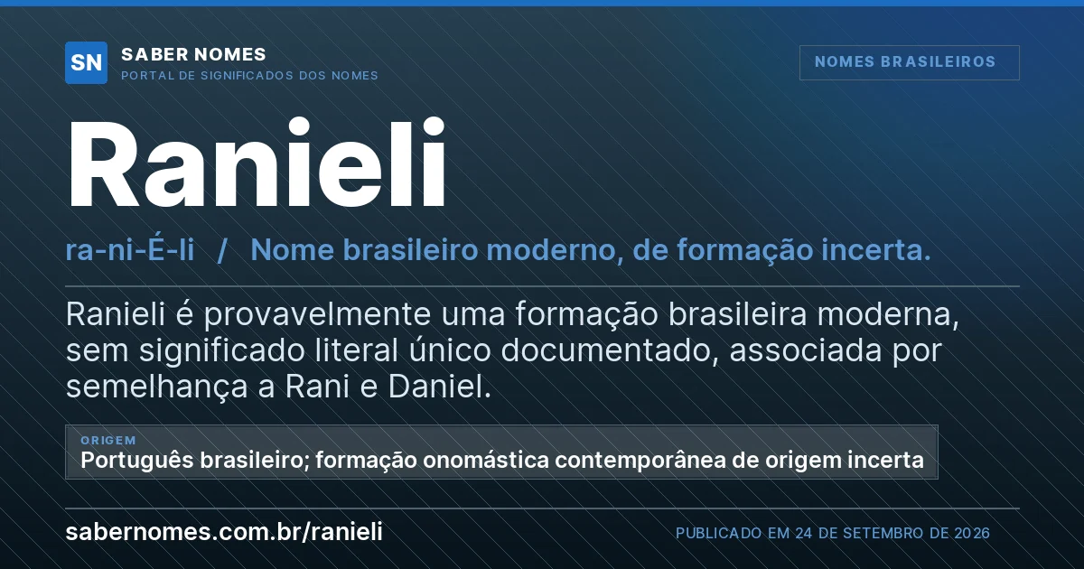 Imagem com o significado do nome Ranieli