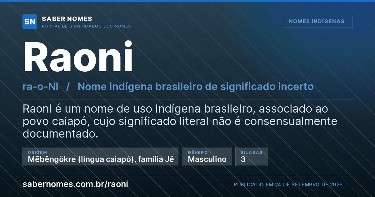 Imagem com o significado do nome Raoni