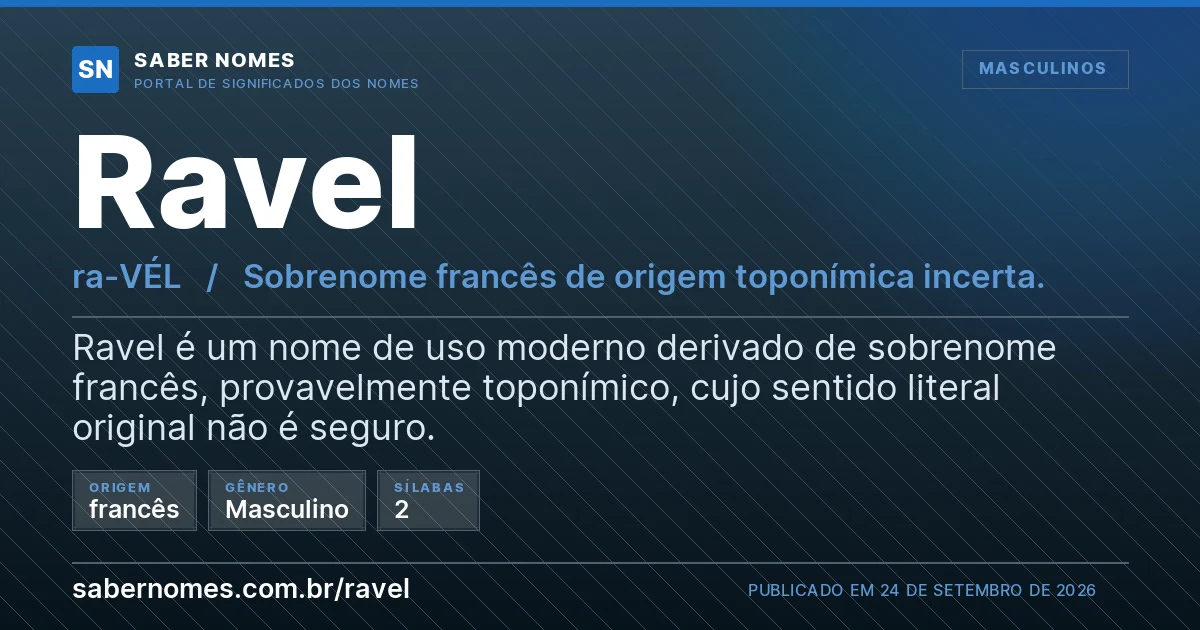 Imagem com o significado do nome Ravel