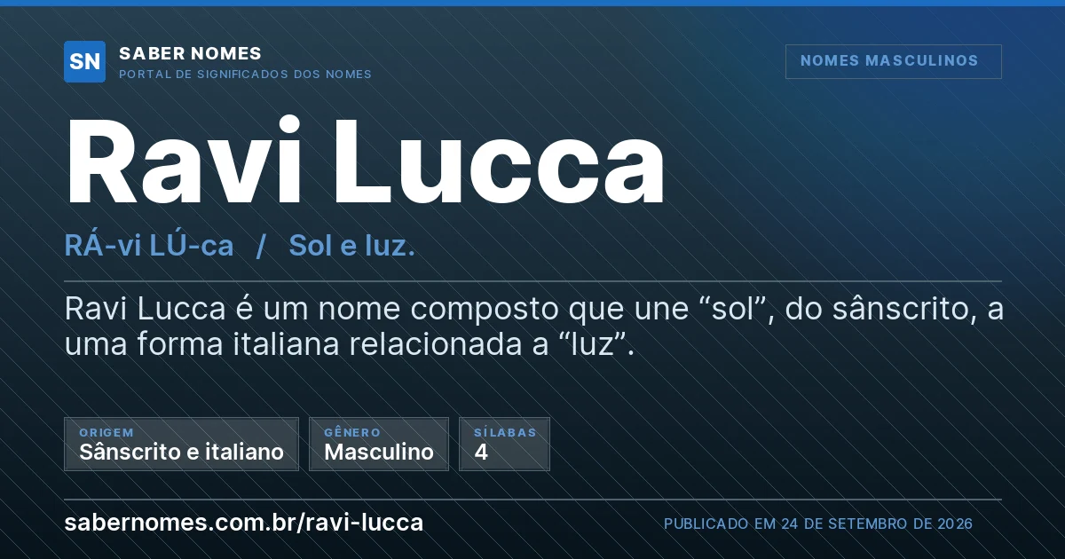 Imagem com o significado do nome Ravi Lucca