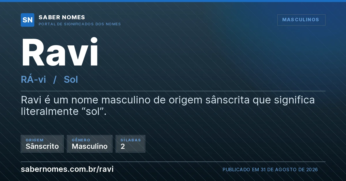 Imagem com o significado do nome Ravi