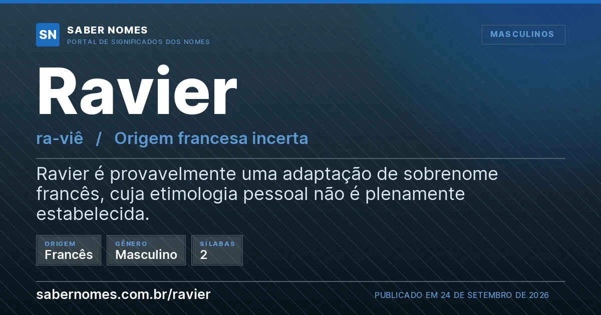 Imagem com o significado do nome Ravier