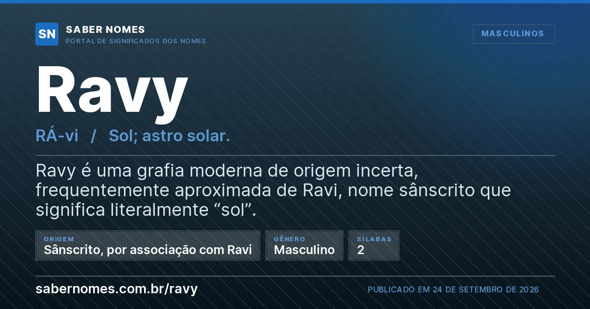 Imagem com o significado do nome Ravy