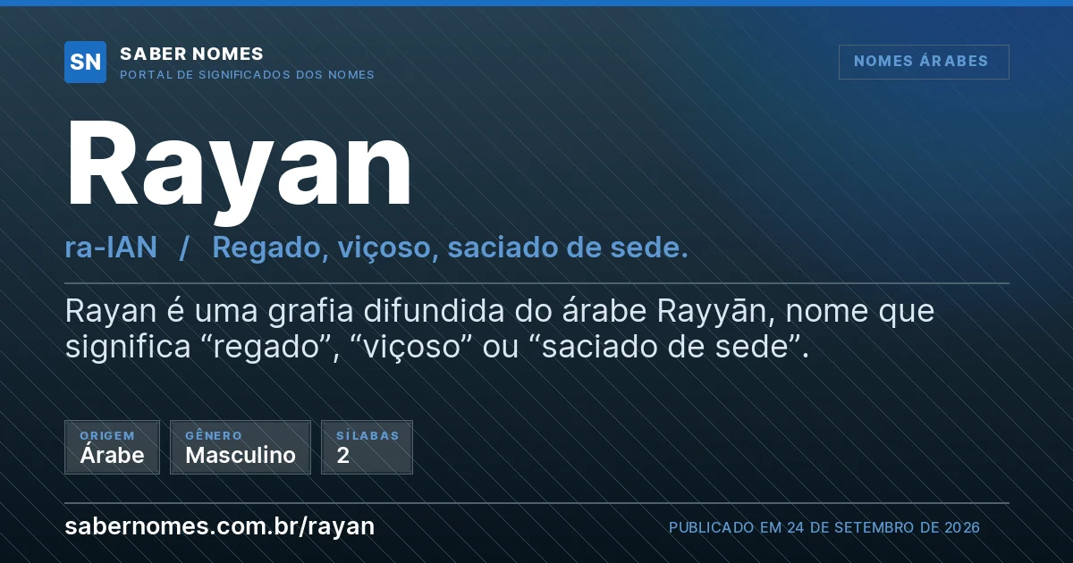 Imagem com o significado do nome Rayan