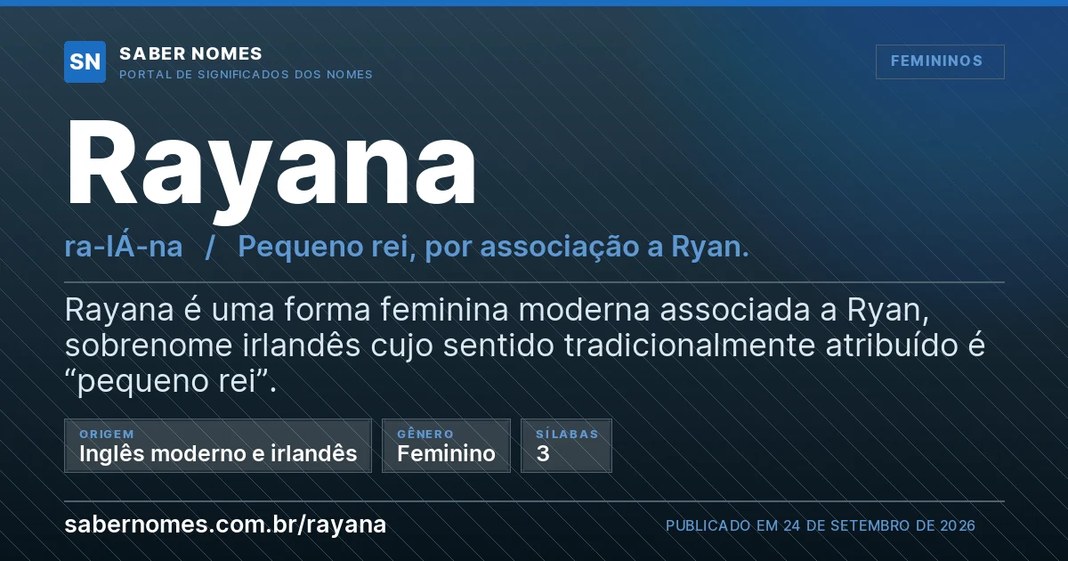 Imagem com o significado do nome Rayana