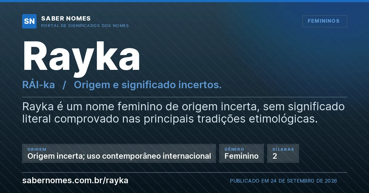 Imagem com o significado do nome Rayka