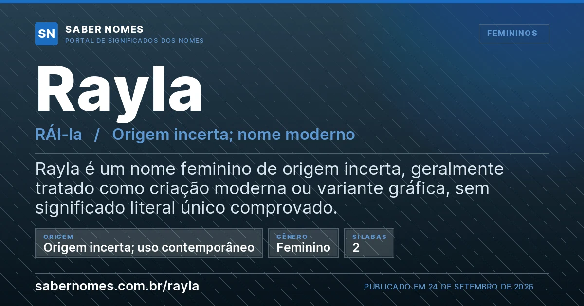 Imagem com o significado do nome Rayla