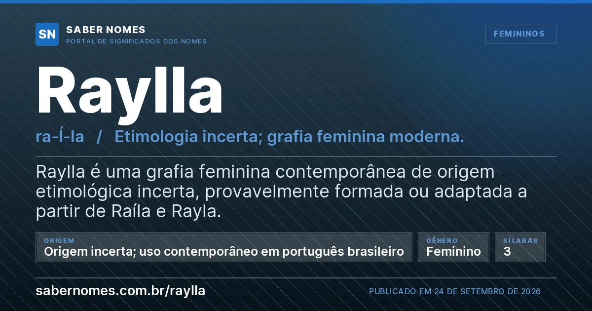 Imagem com o significado do nome Raylla