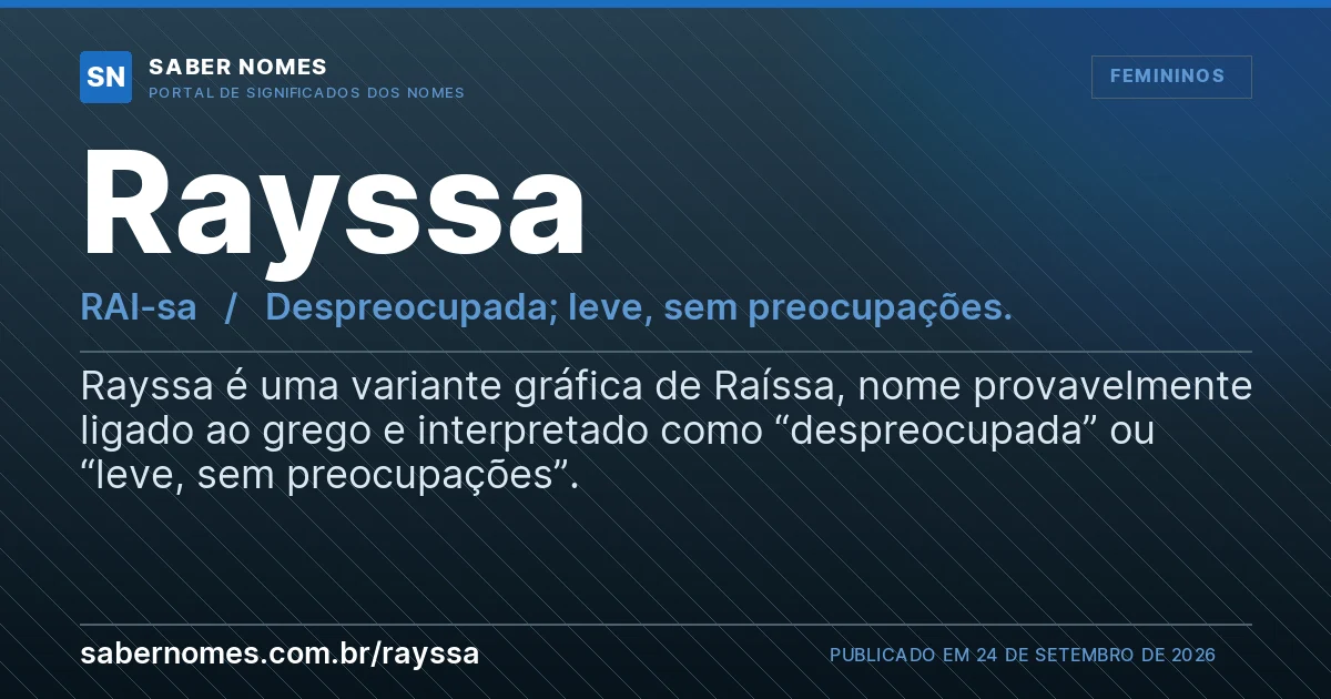 Imagem com o significado do nome Rayssa