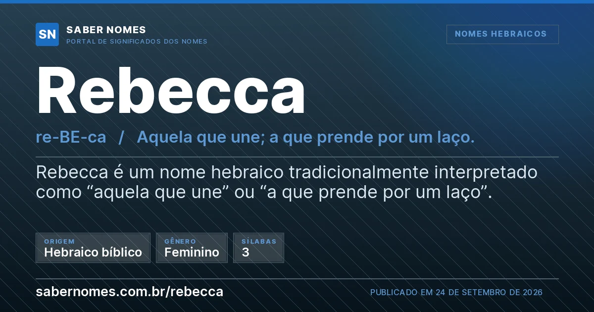 Imagem com o significado do nome Rebecca