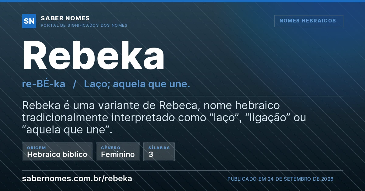 Imagem com o significado do nome Rebeka