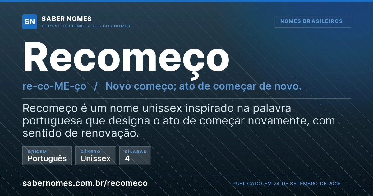 Imagem com o significado do nome Recomeço