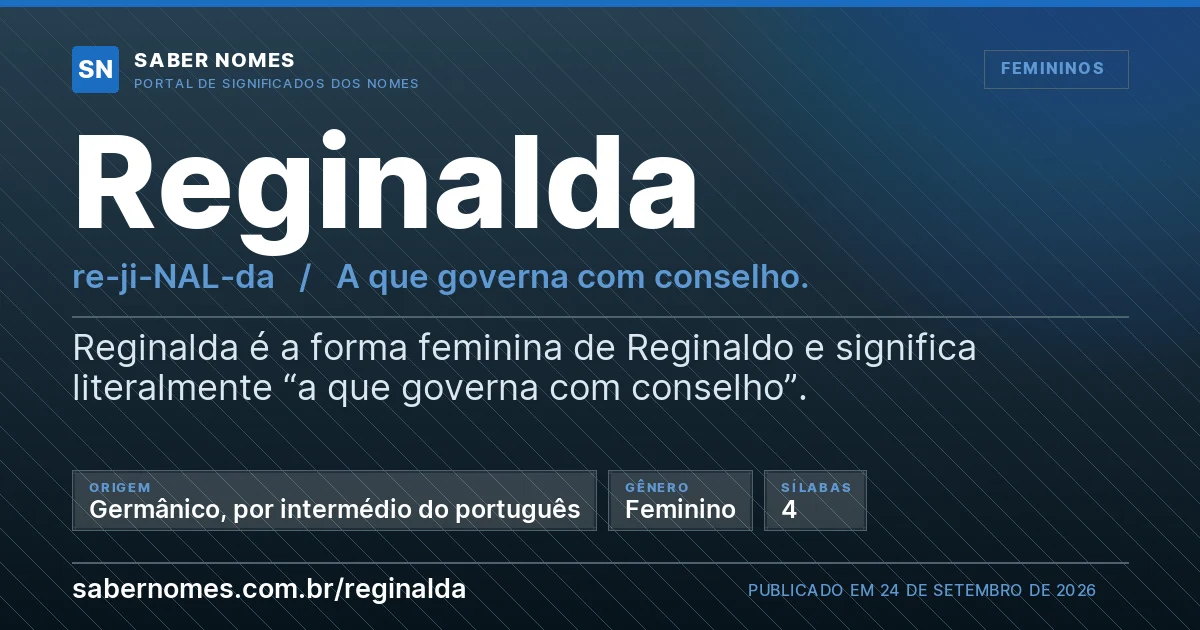 Imagem com o significado do nome Reginalda