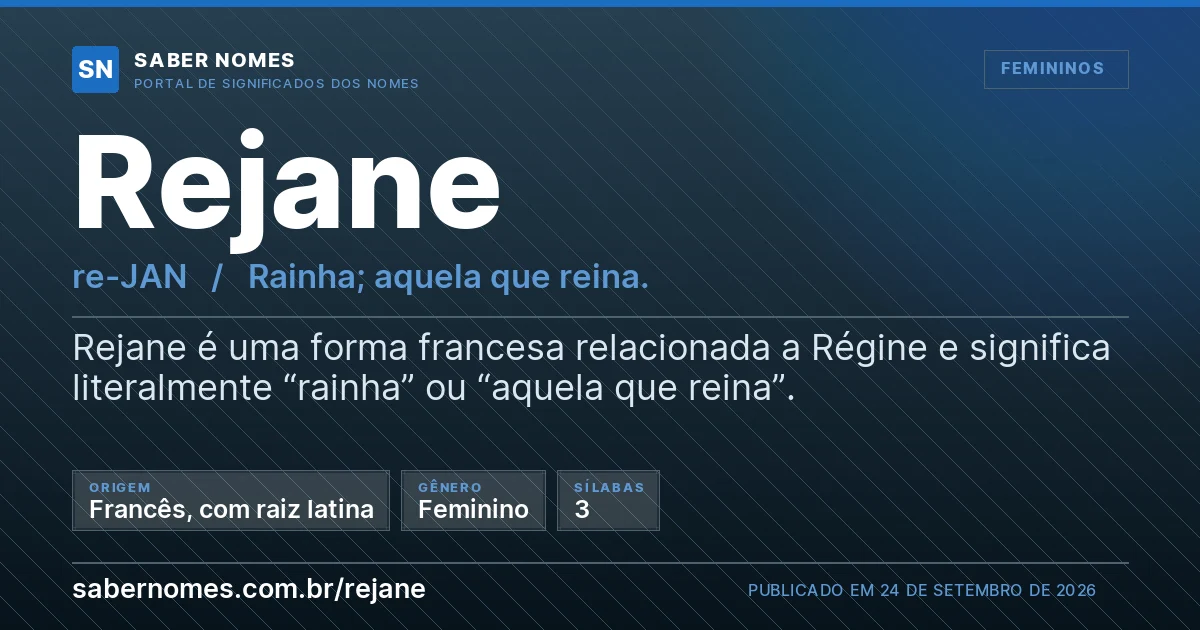 Imagem com o significado do nome Rejane