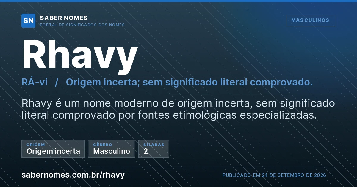 Imagem com o significado do nome Rhavy