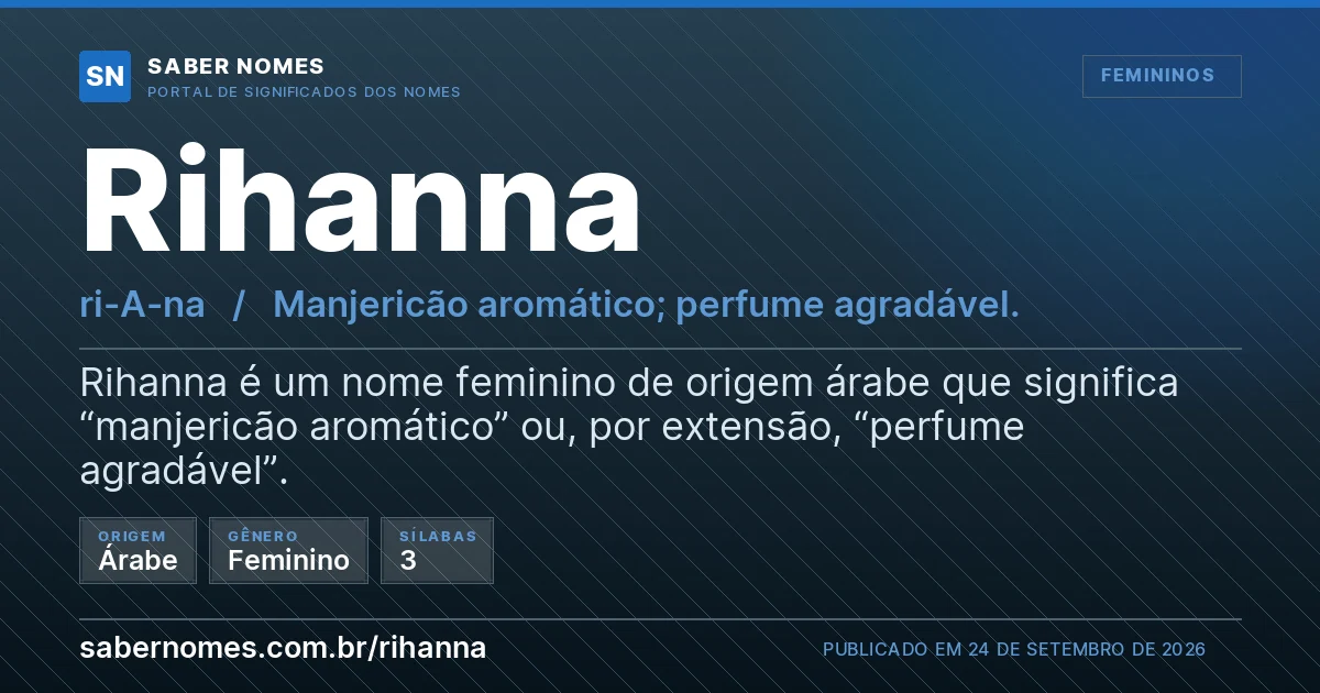 Imagem com o significado do nome Rihanna