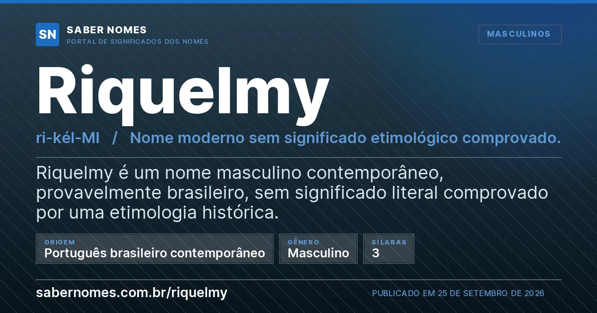 Imagem com o significado do nome Riquelmy