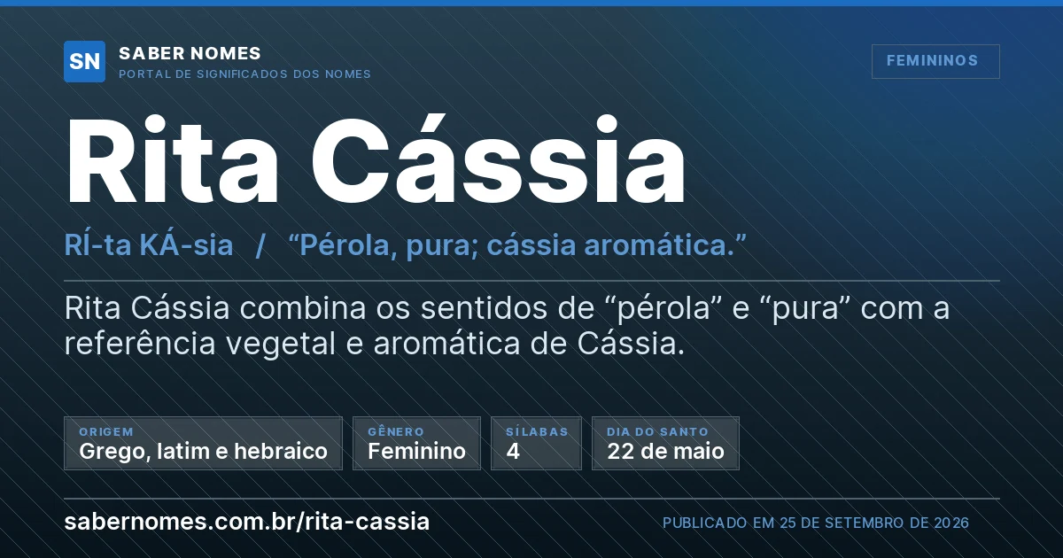 Imagem com o significado do nome Rita Cássia