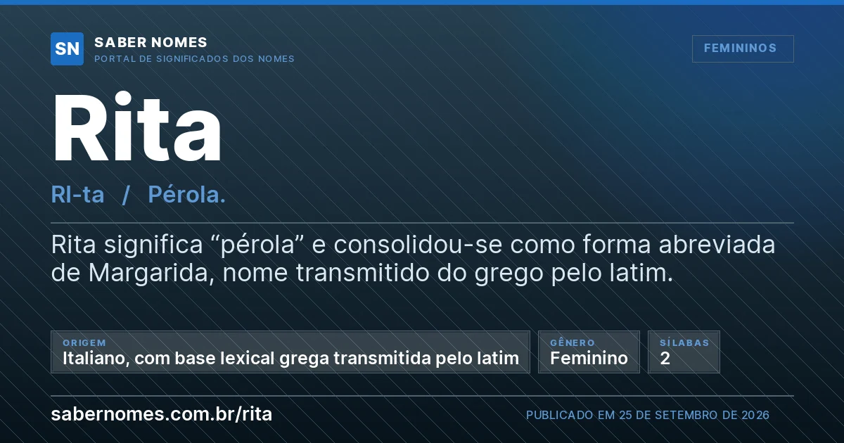 Imagem com o significado do nome Rita