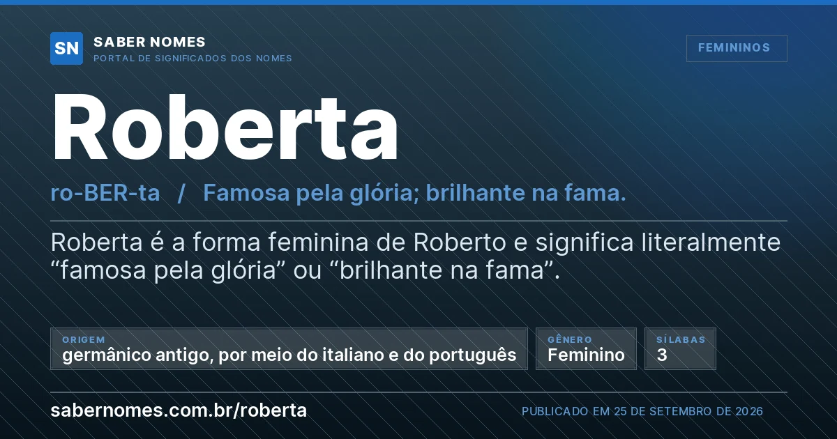 Imagem com o significado do nome Roberta