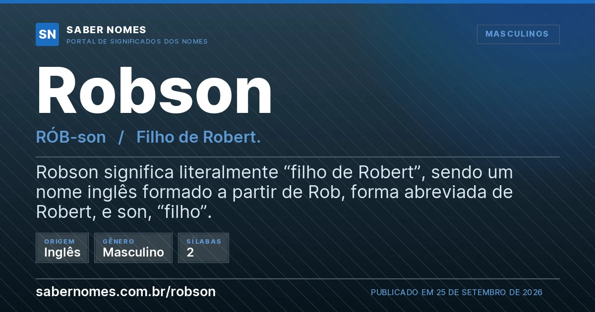 Imagem com o significado do nome Robson