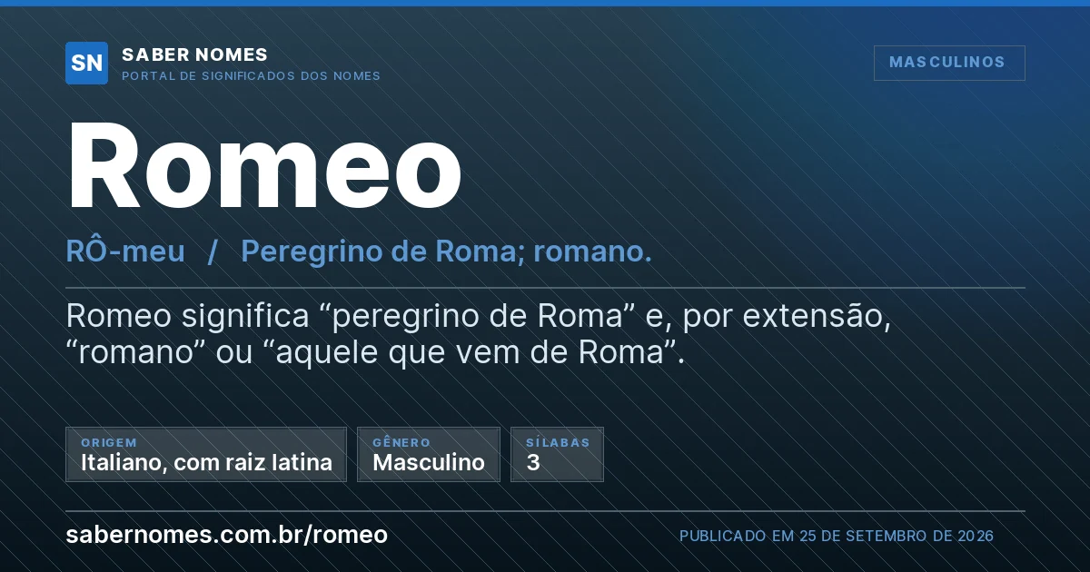 Imagem com o significado do nome Romeo