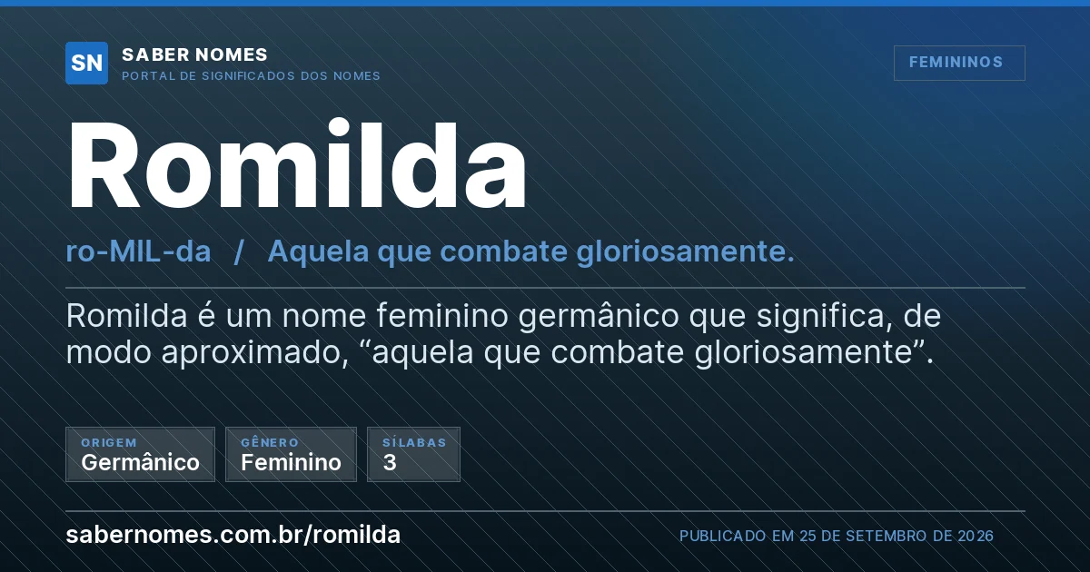 Imagem com o significado do nome Romilda