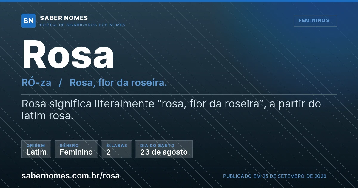 Imagem com o significado do nome Rosa