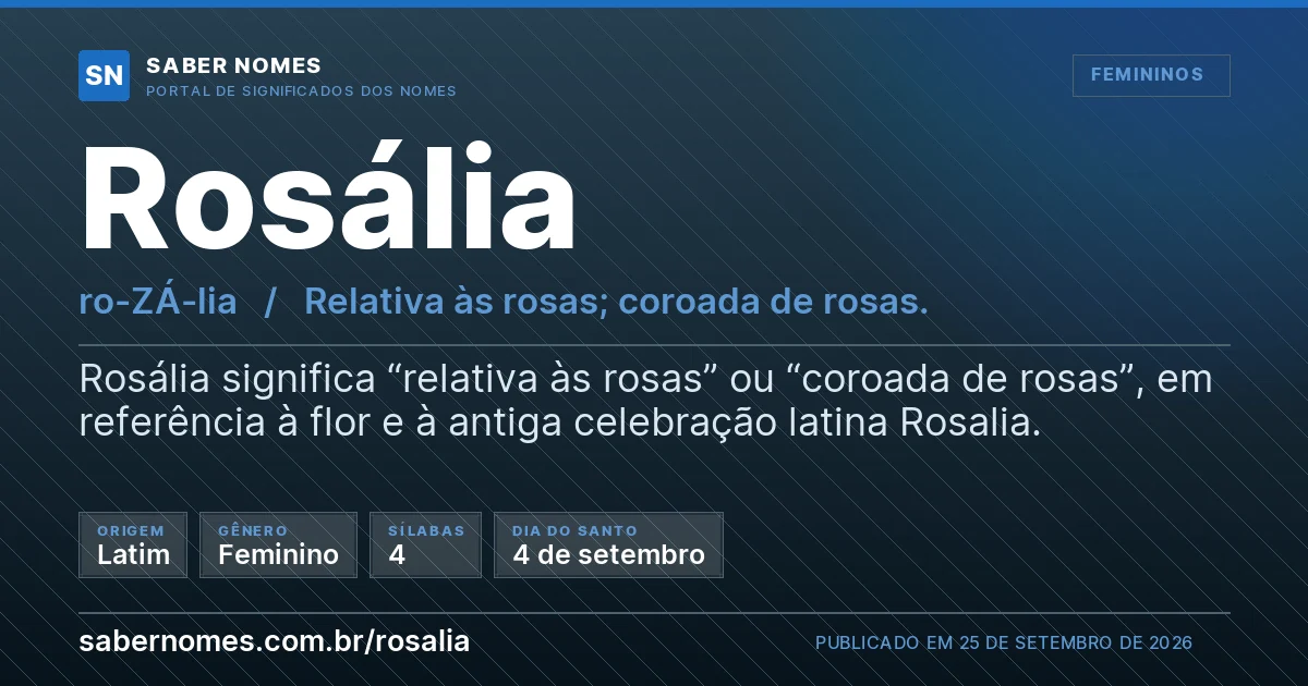 Imagem com o significado do nome Rosália