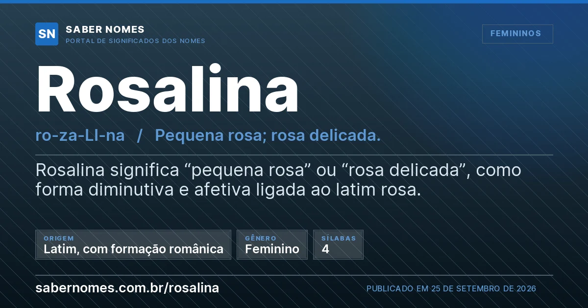 Imagem com o significado do nome Rosalina