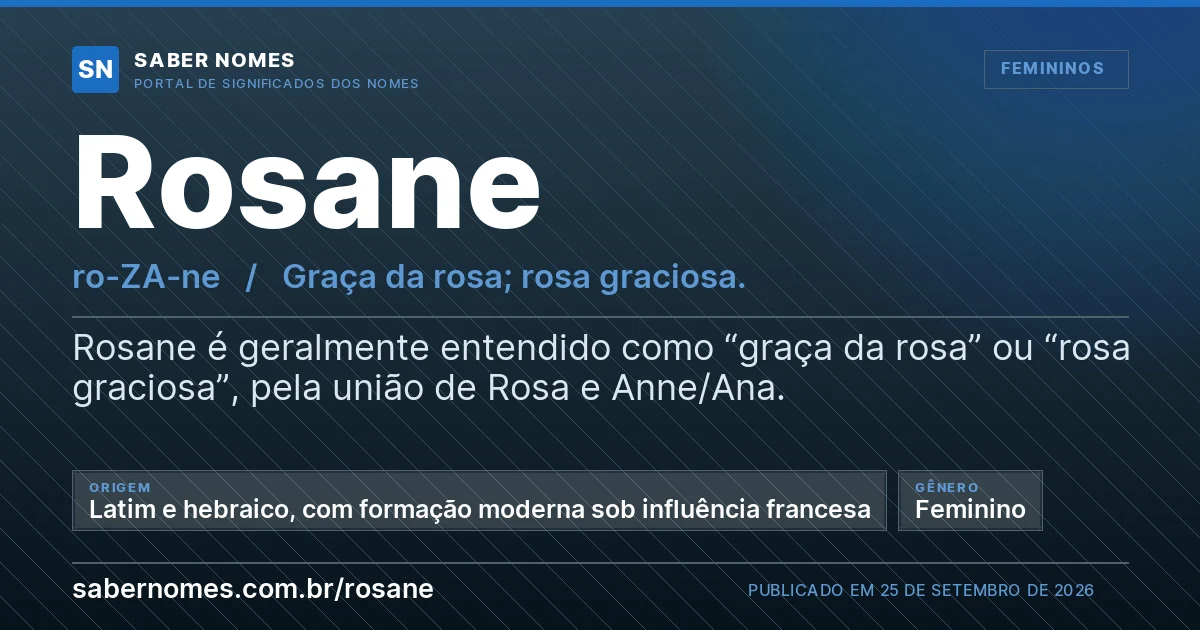 Imagem com o significado do nome Rosane