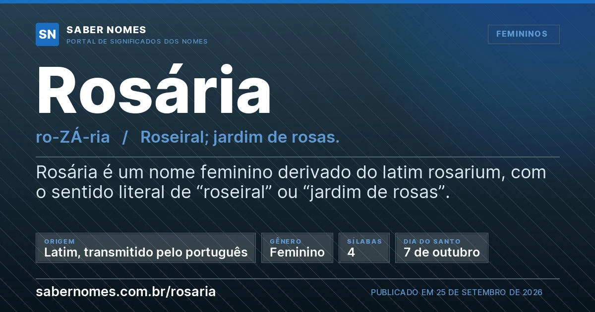 Imagem com o significado do nome Rosária