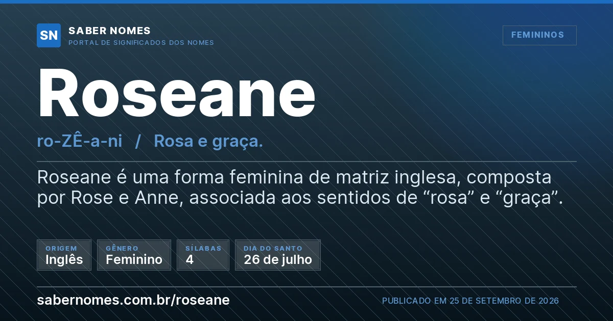 Imagem com o significado do nome Roseane