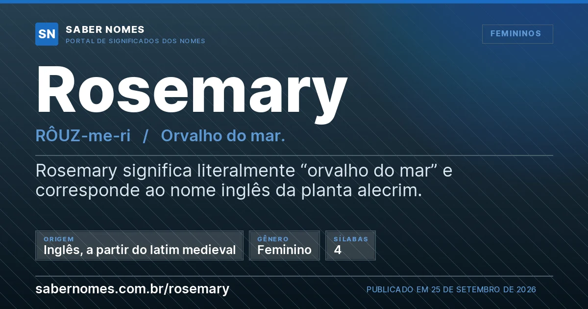 Imagem com o significado do nome Rosemary