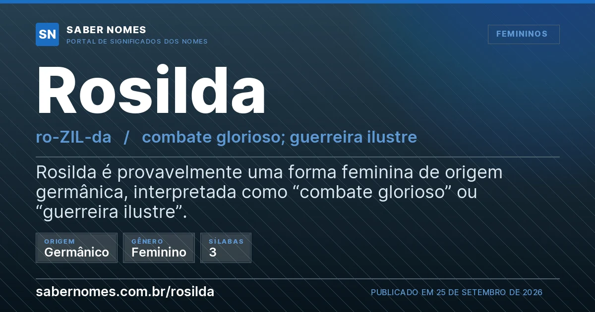 Imagem com o significado do nome Rosilda