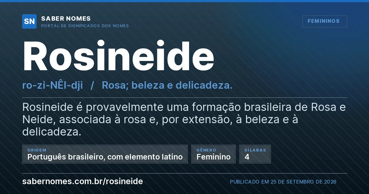 Imagem com o significado do nome Rosineide