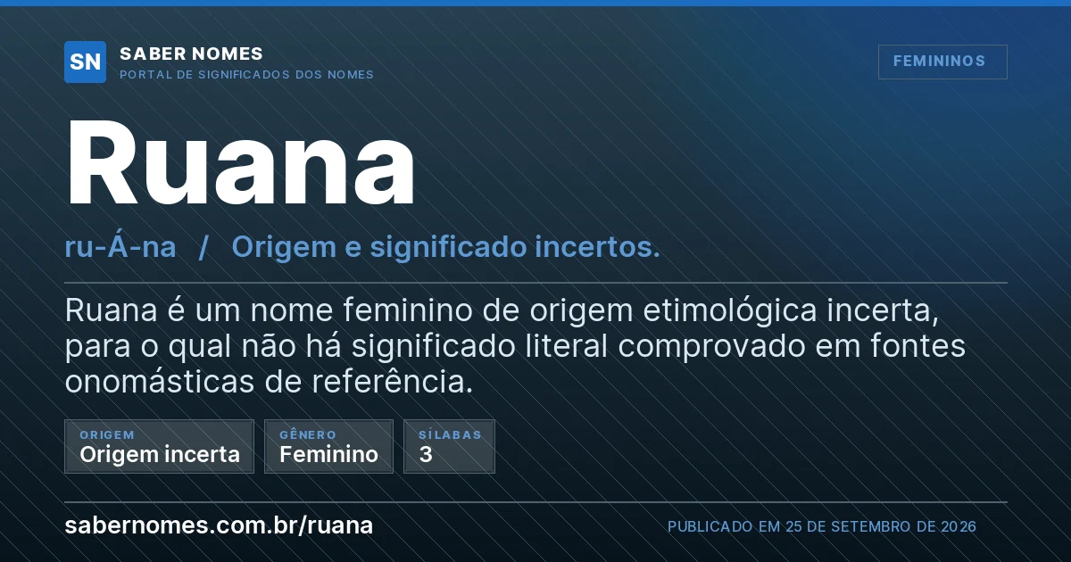 Imagem com o significado do nome Ruana