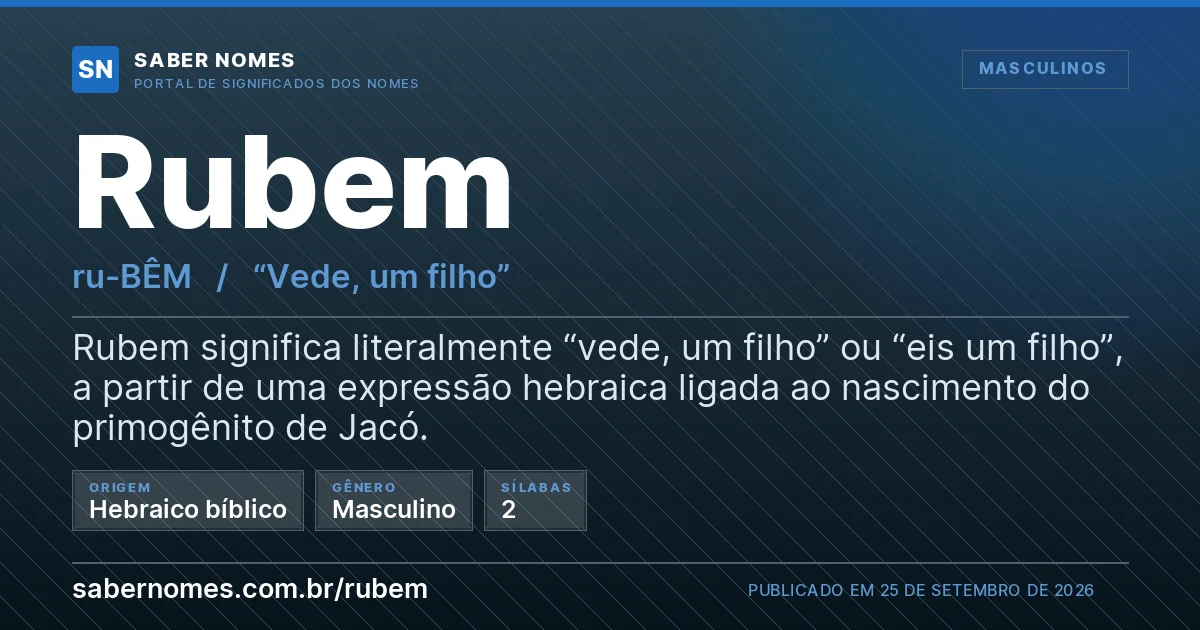 Imagem com o significado do nome Rubem